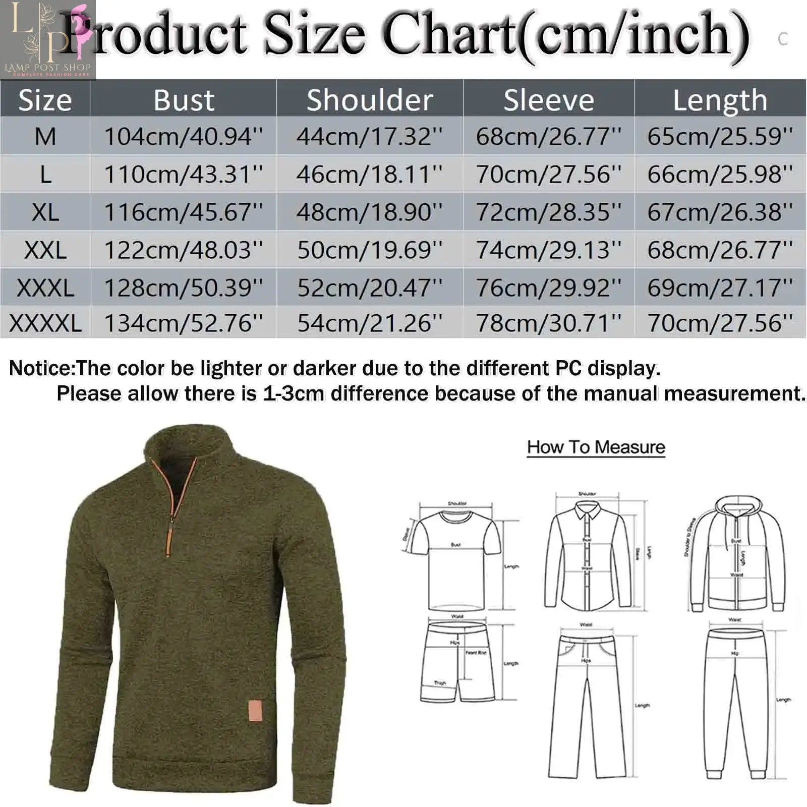 Men's Autumn Winter Warm Knitted Pullover Top, Solid Color, Long Sleeve, Half Zipper, Stand Collar, Casual Sweater, Available in Plus Sizes Lamp Post